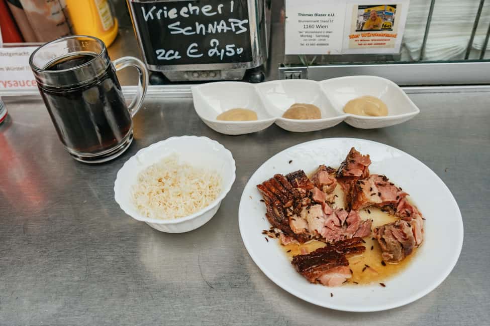 Vienna: Guided Foodie Walking Tour with Tastings and Coffee - Brunnenmarkt lunch: schnitzel, goulash, and a beer or wine pairing